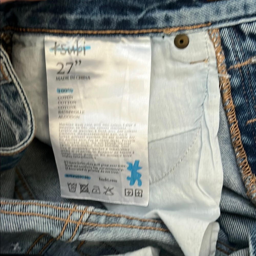 Ksubi Light Blue Distressed Denim Cutoff Shorts size 27 - Picture 5 of 6